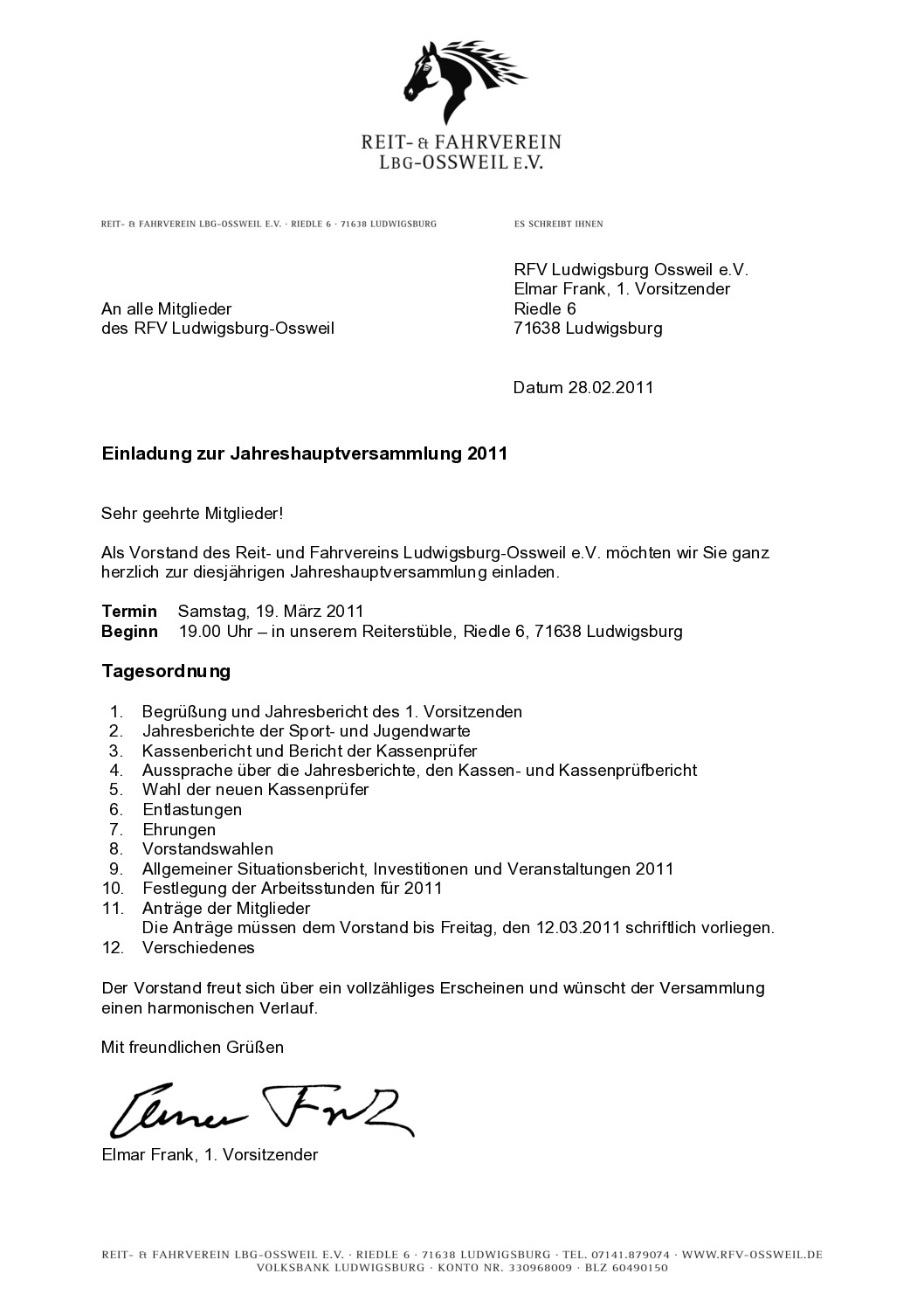 RFV Einladung Jahreshauptversammlung 2011